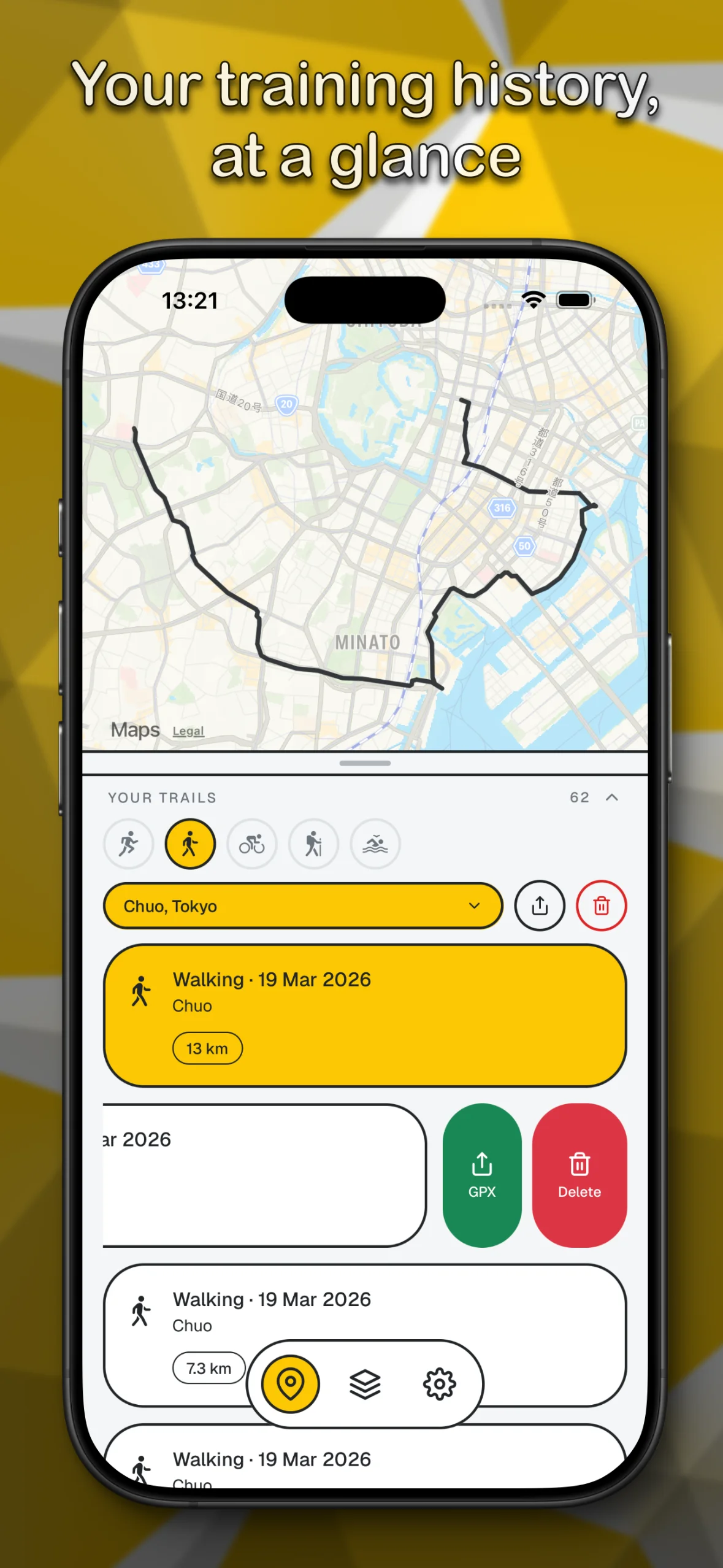 Trail list with map preview